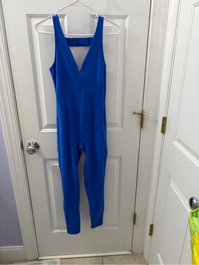 FP Movement by Free People Royal Blue V-Neck Unitard Leggings Jumpsuit